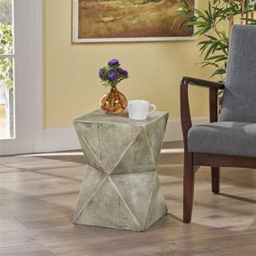 img 3 attached to 🪑 Light Gray Manuel Weight Concrete Accent Table by Christopher Knight Home