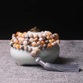 img 1 attached to 📿 PNEIME 108 Mala Beads Necklace: Natural Stone Tibetan Prayer Beads for Yoga Meditation & Japa Mala