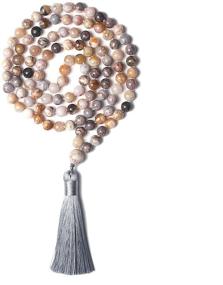img 4 attached to 📿 PNEIME 108 Mala Beads Necklace: Natural Stone Tibetan Prayer Beads for Yoga Meditation & Japa Mala