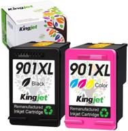 💡 kingjet remanufactured ink cartridges for hp 901 xl/901xl - officejet 4500 series, 2 pack (1 black, 1 color) logo