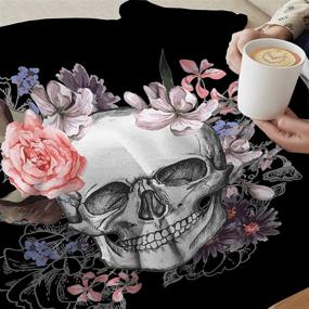 img 1 attached to 🎃 MFULEE Halloween Horror Peony Skull Fleece Blanket - Ultra Soft Flannel Microfiber Luxury Throw for Sofa, Bedroom, Office, Travel - Lightweight Air Conditioner Quilt - All Season - 50X40 Inch - Kids