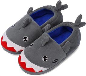 img 4 attached to Seannel Kids Cartoon Plush Slippers: Cozy Memory Foam Slip-on House Shoes for Boys and Girls - Bedroom Indoor/Outdoor Toddler Footwear