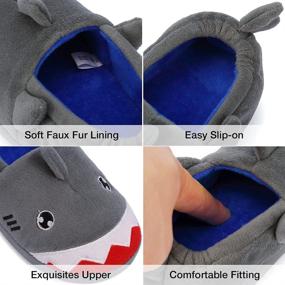 img 1 attached to Seannel Kids Cartoon Plush Slippers: Cozy Memory Foam Slip-on House Shoes for Boys and Girls - Bedroom Indoor/Outdoor Toddler Footwear