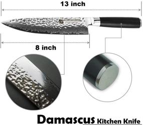 img 3 attached to 🔪 Высокое качество: Ручная работа, 8-дюймовый поварской нож Дамаск с сердцевиной из VG10 Супер Сталь