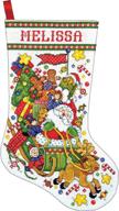 🎅 tobin dw5951 santa and sleigh stocking counted cross stitch kit: vibrant 14 count design, measures 17 inches in length logo