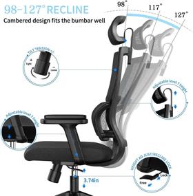 img 2 attached to Upgraded Ergonomic Office Chair: Lumbar Support, Adjustable Armrests & Headrest, Mesh High Back, Home Office Desk Chair, Computer Chair, Rolling Chair