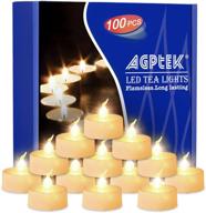 agptek tea lights with flicker, 100-pack flameless led candles battery operated tealight, long-lasting warm white tealight for wedding, holiday party, and home decoration логотип