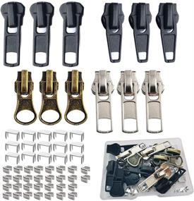 img 4 attached to 12 Pcs Zipper Pulls - Replacement Zipper Slider Repair Kit for Coats, Jackets - #5 Metal, Plastic, and Nylon Coil Zippers