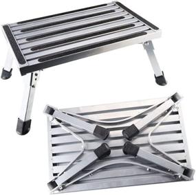 img 4 attached to 🚙 Gimify RV Steps Stool Folding Platform Stepping Stool - Sturdy Aluminum Ladder for Motorhome Trailer - 330lb Capacity - Non-Slip Rubber
