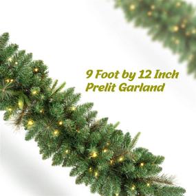 img 4 attached to 🎄 LIFEFAIR 9 FT Christmas Garland: Pre-lit 50 Warm Lights, Classic Green with 340 Branch Tips