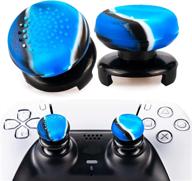 🎮 enhance your gaming performance with playrealm fps thumbstick extender & 3d texture rubber silicone grip cover 2 sets for ps5 dualsense & ps4 controller (camouflage blue) логотип