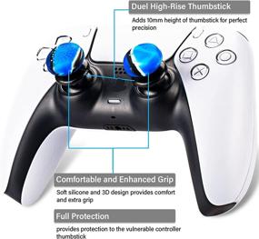 img 3 attached to 🎮 Enhance Your Gaming Performance with Playrealm FPS Thumbstick Extender & 3D Texture Rubber Silicone Grip Cover 2 Sets for PS5 Dualsense & PS4 Controller (Camouflage Blue)