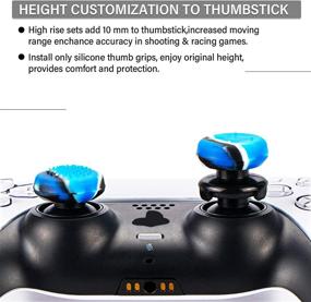 img 1 attached to 🎮 Enhance Your Gaming Performance with Playrealm FPS Thumbstick Extender & 3D Texture Rubber Silicone Grip Cover 2 Sets for PS5 Dualsense & PS4 Controller (Camouflage Blue)