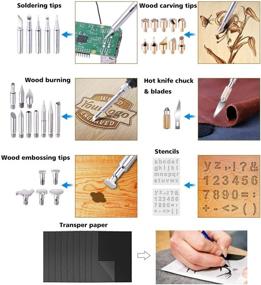 img 2 attached to 🔥 Adjustable 60W Wood Burning Pen Kit Set - 50pcs Wood Burning Accessories with Carving, Embossing, and Soldering Tips, Stencil Stand, Carrying Case