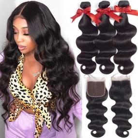 img 4 attached to Fashion Bundles Closure Brazilian Unprocessed Hair Care in Hair Extensions, Wigs & Accessories