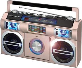 img 4 attached to 🎶 Studebaker SB2145RG Retro Street Bluetooth Boombox with FM Radio, CD Player, LED EQ, 10 Watts RMS Power and AC/DC - Rose Gold, 80s Inspired