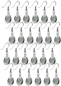 img 4 attached to 📿 24-Unit Pack of Bastex Silver Earring Blanks: Wire Hooks with Small 12mm Cabochon Settings - Perfect for DIY Jewelry Making Supplies and Earring Findings