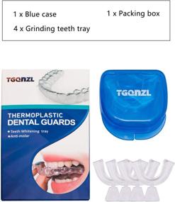 img 1 attached to 🦷 TGQNZL Безопасный для здоровья полости рта щиток от скрежетания зубами - стискивания, бруксизма, сна, занятий спортом - тонкие формованные лотки для отбеливания зубов с чехлом (4 упаковки)