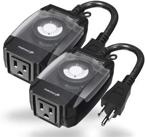 img 4 attached to 🕰️ Fosmon C-10707US 24-Hour Mechanical Light Timer, 15A, Waterproof, ETL Listed, 3-Prong Outlet, Heavy Duty Grounded, 7-inch Power Cord, Black (2 Pack)