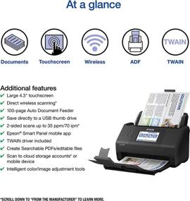 img 3 attached to 🖨️ Epson Workforce ES-580W Color Duplex Desktop Document Scanner with Wireless Connectivity, ADF, and User-Friendly 4.3" Touchscreen - Compatible with PC and Mac