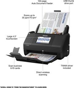 img 2 attached to 🖨️ Epson Workforce ES-580W Color Duplex Desktop Document Scanner with Wireless Connectivity, ADF, and User-Friendly 4.3" Touchscreen - Compatible with PC and Mac