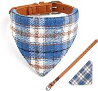 moba pet dog collar: adjustable buckle, detachable plaid, triangle scarf, for x-small to large dogs logo