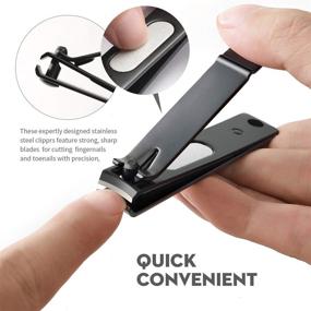 img 2 attached to 💅 Black Matte Stainless Steel Nail Clippers Set: 3pcs Fingernail & Slant-Edge Toenail Clipper Cutter in a Metal Case - The Perfect Gift for Men and Women!