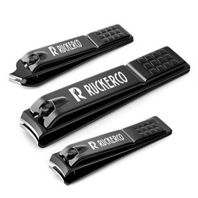 img 4 attached to 💅 Black Matte Stainless Steel Nail Clippers Set: 3pcs Fingernail & Slant-Edge Toenail Clipper Cutter in a Metal Case - The Perfect Gift for Men and Women!