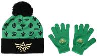 zelda kids green fleece beanie with pom and gloves set: warmth and style for young adventurers logo