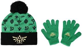 img 3 attached to Zelda Kids Green Fleece Beanie with Pom and Gloves Set: Warmth and Style for Young Adventurers