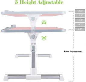 img 1 attached to 📚 Розовый складной столик Lap Desk Stand - Портативный кровать Софа Столик с регулируемой высотой и наклоном для студентов, взрослых, больницы, дома, работы - Письменный лоток от RiwiR