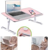 📚 розовый складной столик lap desk stand - портативный кровать софа столик с регулируемой высотой и наклоном для студентов, взрослых, больницы, дома, работы - письменный лоток от riwir логотип