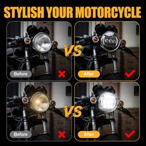 img 2 attached to 🚗 Enhance Your Ride with SUPAREE 5-3/4” 5.75 Inch LED Headlight: Halo DRL Turn Signal for Dyna Street Bob Super Wide Glide Low Rider Night Rod Train Softail Deuce Sportster Iron 883