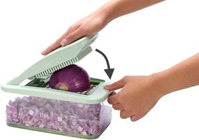 img 3 attached to 🥕 Brieftons QuickPush Food Chopper: Vegetable Fruit Dicer Slicer, Onion Tomato Potato Fries Cutter, Enhanced with 3 Extra-Large Blades for 200% More Cutting Area, Effortlessly Chop Dice and Slice Vegetables, Includes a 2.6-Quart Container