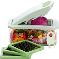 🥕 brieftons quickpush food chopper: vegetable fruit dicer slicer, onion tomato potato fries cutter, enhanced with 3 extra-large blades for 200% more cutting area, effortlessly chop dice and slice vegetables, includes a 2.6-quart container logo