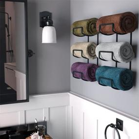 img 3 attached to Wallniture Moduwine Bathroom Towel Rack Wall Mounted Set of 🛁 2, 3 Sectional Towel Holder and Yoga Mat Storage Rack, Metal Black