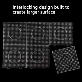 img 2 attached to 6Pcs 5mm Large Square Fuse Bead Boards: Clear Plastic Pegboards with Beads Tweezers and Lroning Paper for Kids Craft Beads