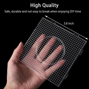 img 3 attached to 6Pcs 5mm Large Square Fuse Bead Boards: Clear Plastic Pegboards with Beads Tweezers and Lroning Paper for Kids Craft Beads