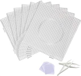 img 4 attached to 6Pcs 5mm Large Square Fuse Bead Boards: Clear Plastic Pegboards with Beads Tweezers and Lroning Paper for Kids Craft Beads