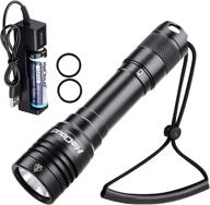 hecloud scuba diving flashlight dive torch: 1200 lumens ipx8 waterproof underwater safety light with rechargeable battery and usb charger - ideal for submarine deep sea cave exploration and night dives logo