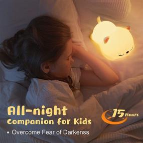 img 2 attached to 🐱 Rechargeable Silicone Kitty Lamp - Cute Cat Night Light for Kids Bedroom with Tap & Remote Control, Dimmable Baby Night Light, Built-in Battery and USB Charging