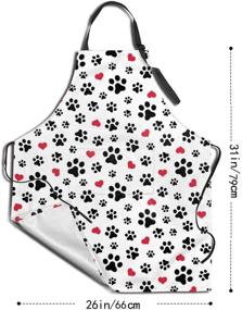 img 3 attached to 🐾 Adjustable Neck Women's Kitchen Bib Cook Apron with Pocket for Cooking, Baking, and Gardening Featuring Dog Paws Design
