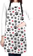 🐾 adjustable neck women's kitchen bib cook apron with pocket for cooking, baking, and gardening featuring dog paws design логотип
