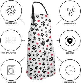 img 1 attached to 🐾 Adjustable Neck Women's Kitchen Bib Cook Apron with Pocket for Cooking, Baking, and Gardening Featuring Dog Paws Design