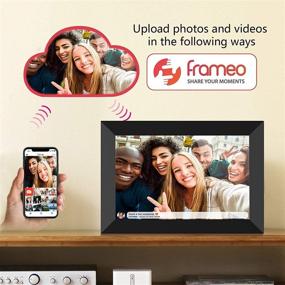 img 2 attached to Цифровая рамка для фотографий FRAMEO с сенсорным экраном IPS HD 10.1 дюйма, WiFi, 16 ГБ памяти, авторотацией, простой настройкой и бесплатным приложением для обмена фотографиями или видео в любом месте, возможность крепления на стену.
