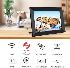 img 3 attached to Цифровая рамка для фотографий FRAMEO с сенсорным экраном IPS HD 10.1 дюйма, WiFi, 16 ГБ памяти, авторотацией, простой настройкой и бесплатным приложением для обмена фотографиями или видео в любом месте, возможность крепления на стену.