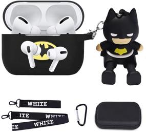 img 4 attached to 🎧 Maxjoy Compatible Airpods Pro Case Cover: Cute Cartoon Silicone Protective Cover with Neck Lanyard Keychain for Apple Airpods Pro - Black