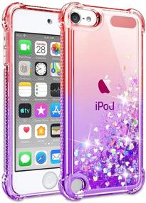 img 3 attached to iPod Touch 7 Case, iPod Touch 6/Touch 5 Case - HD Screen Protector Included for Girls Women, Gritup Cute Clear Gradient Glitter Liquid TPU Slim Phone Case - Apple iPod Touch 7th/6th/5th Red/Purple