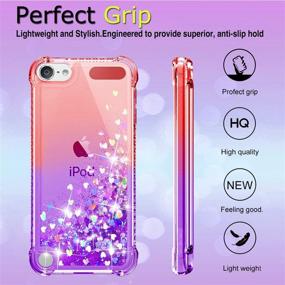 img 2 attached to iPod Touch 7 Case, iPod Touch 6/Touch 5 Case - HD Screen Protector Included for Girls Women, Gritup Cute Clear Gradient Glitter Liquid TPU Slim Phone Case - Apple iPod Touch 7th/6th/5th Red/Purple