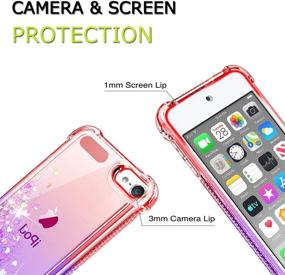 img 1 attached to iPod Touch 7 Case, iPod Touch 6/Touch 5 Case - HD Screen Protector Included for Girls Women, Gritup Cute Clear Gradient Glitter Liquid TPU Slim Phone Case - Apple iPod Touch 7th/6th/5th Red/Purple